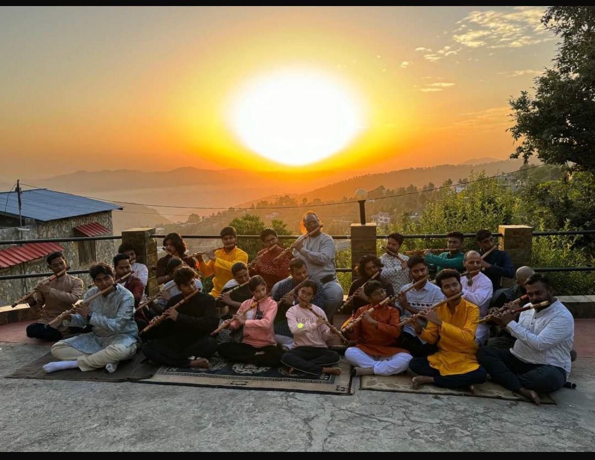 Glimpses of Early Morning Session, Flute Workshop at Mukteshwar